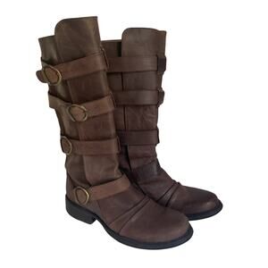 Aldo Brown Leather Tall Buckle Riding Boots Women’s Sz 37 US 6.5-7 Classic Fall